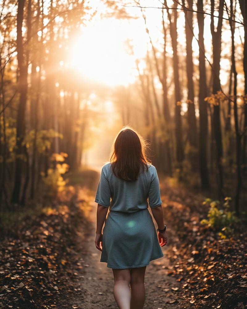 Frau beim Spaziergang in der Natur